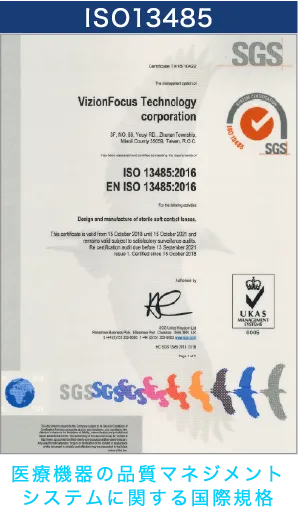 医療機器の品質マネジメントシステムに関する国際規格の証明書