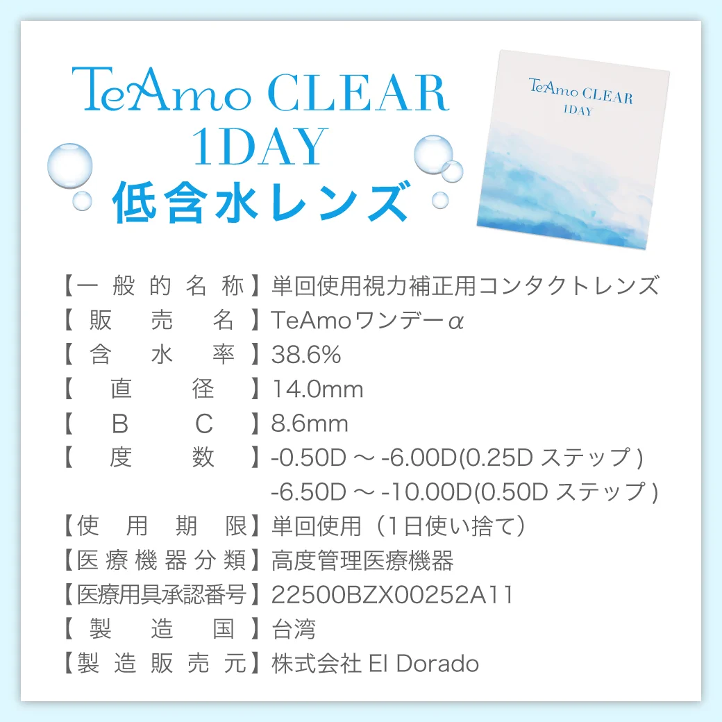 TeAmo CLEAR 1DAY（低含水） ランキング1位獲得
