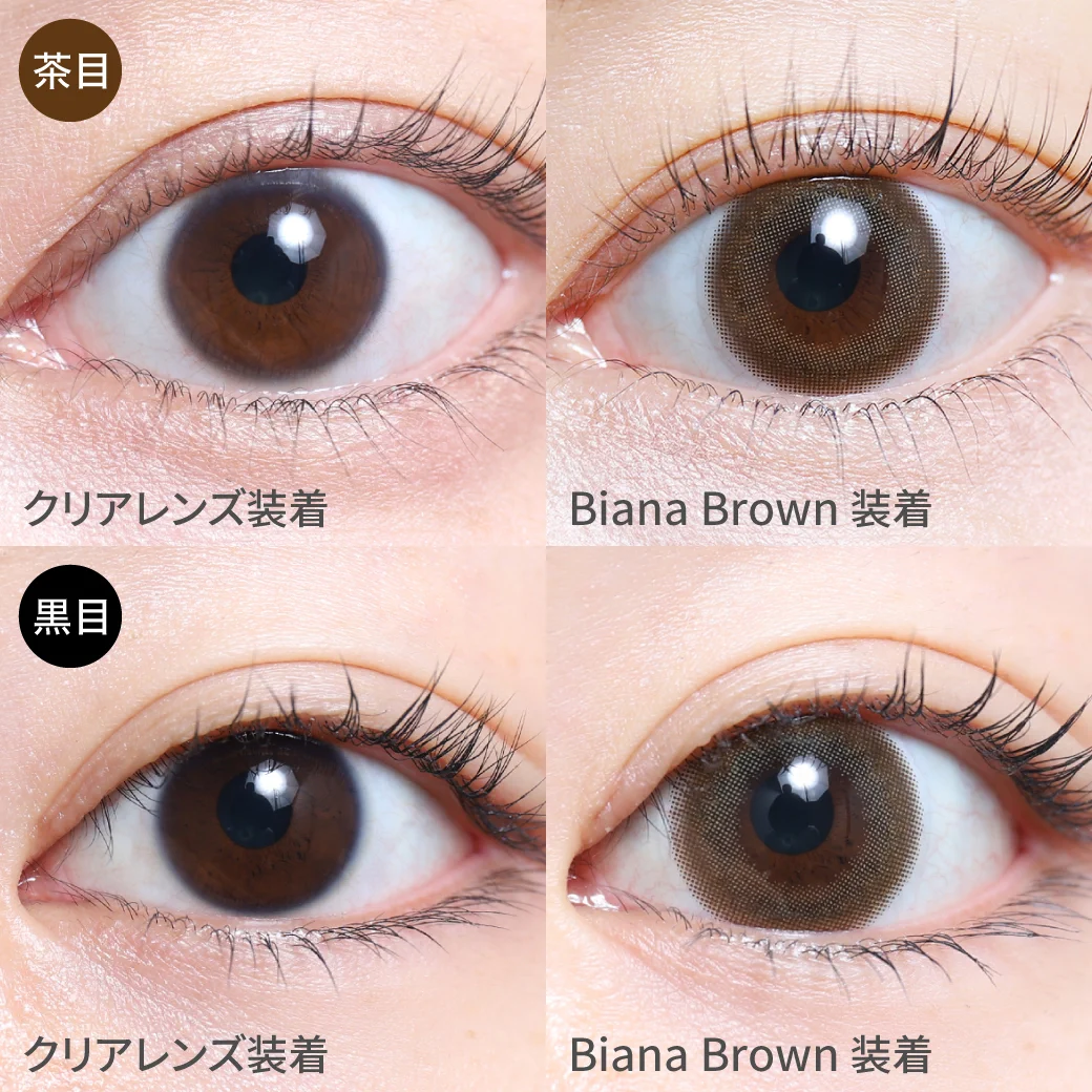 ビアナブラウン茶目黒目着用画像 ニュアンスカラーでオシャ+ナチュEYE｜カラコン ワンデー