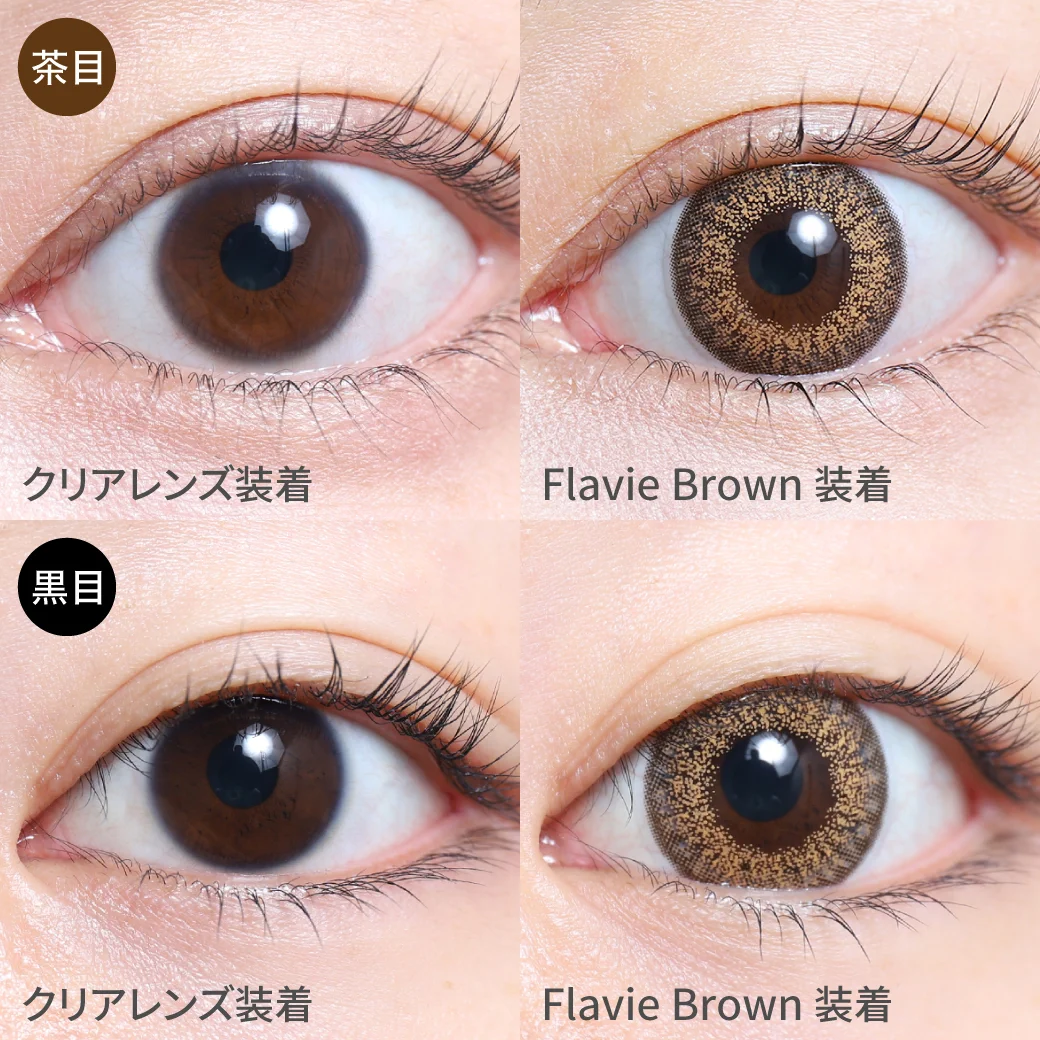 フラヴィブラウン茶目黒目着用画像 しっかり盛れるゴージャスEYE｜カラコン ワンデー