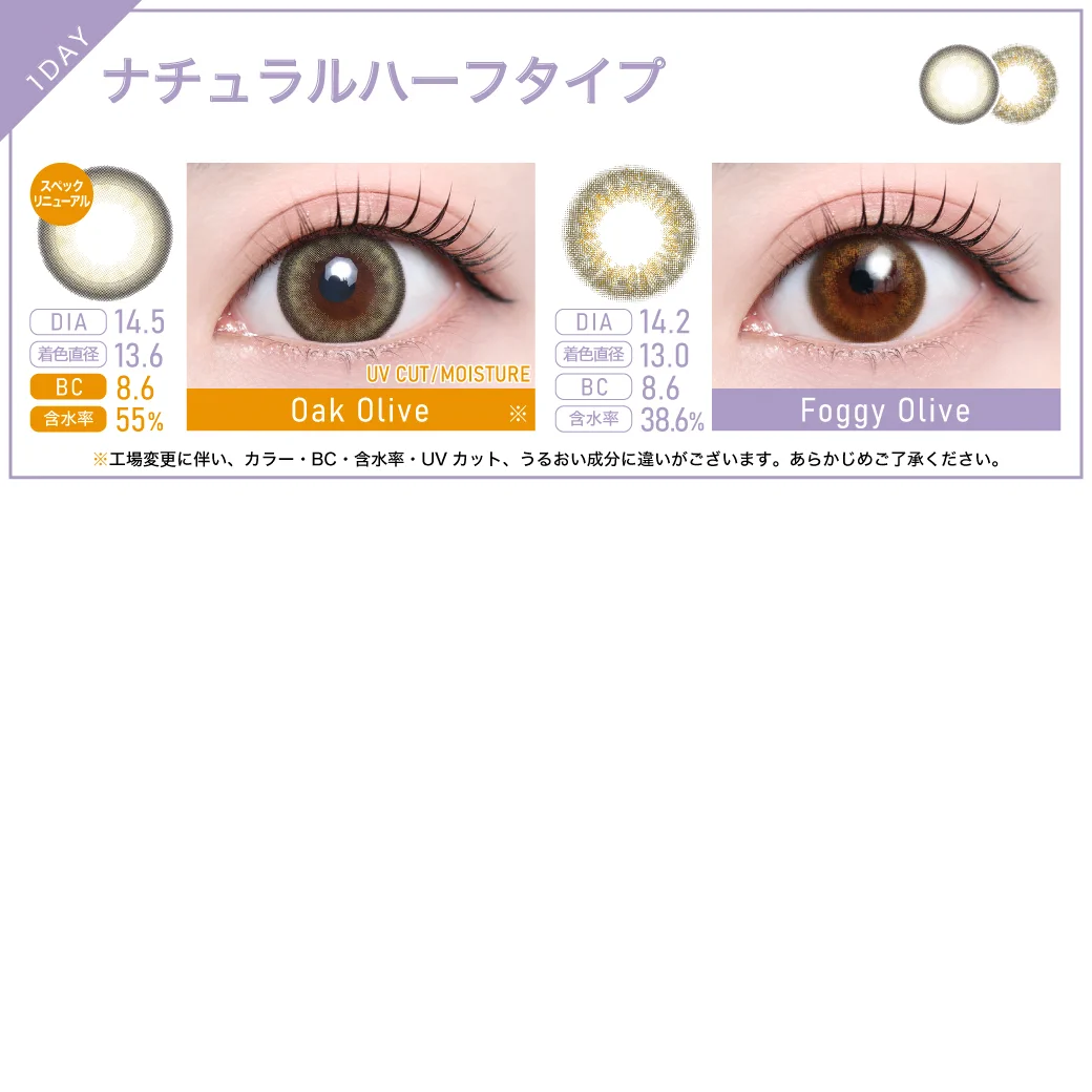 TeAmo1DAY ハーフカラコン一覧