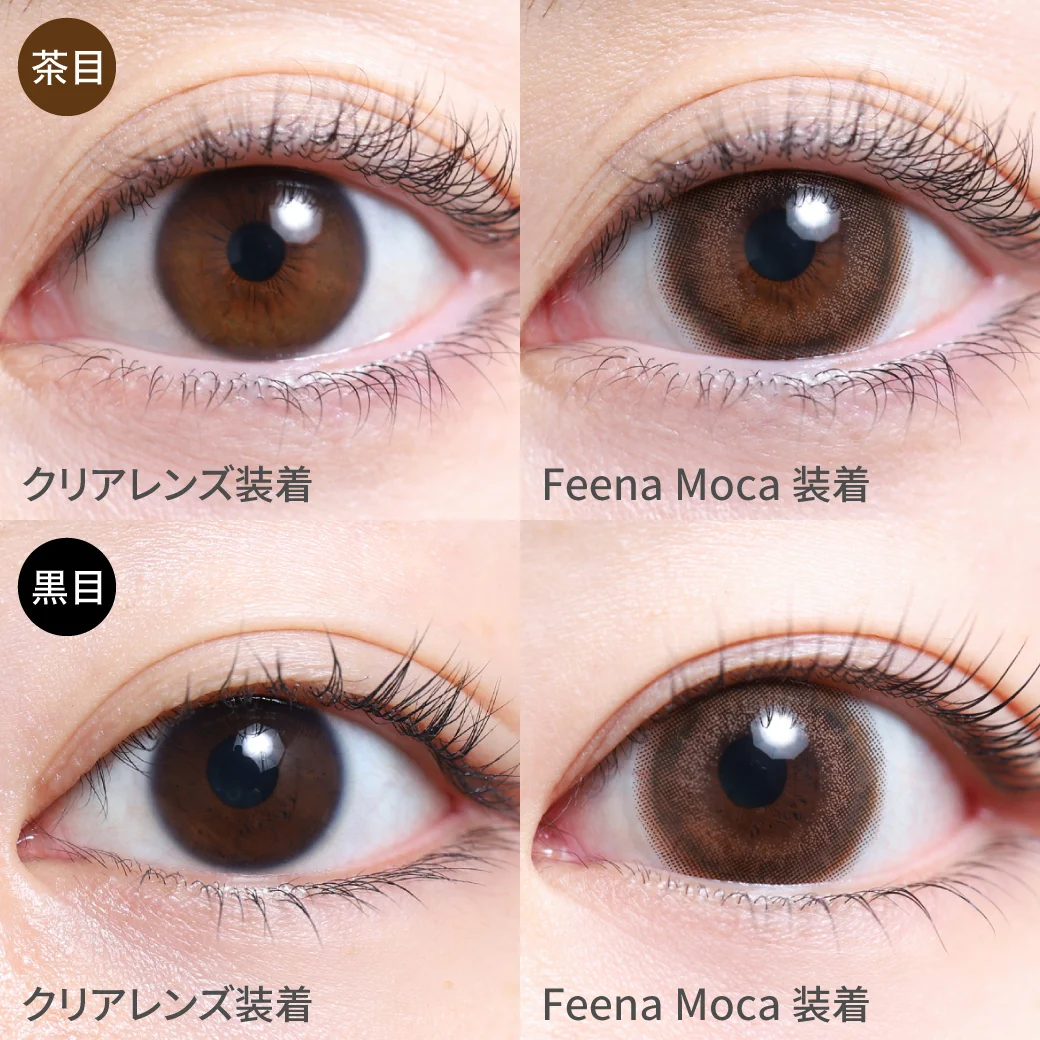 フェーナモカ茶目黒目着用画像 裸眼デザインでしっかりデカ目と自然な盛れ方の良いとこ取り