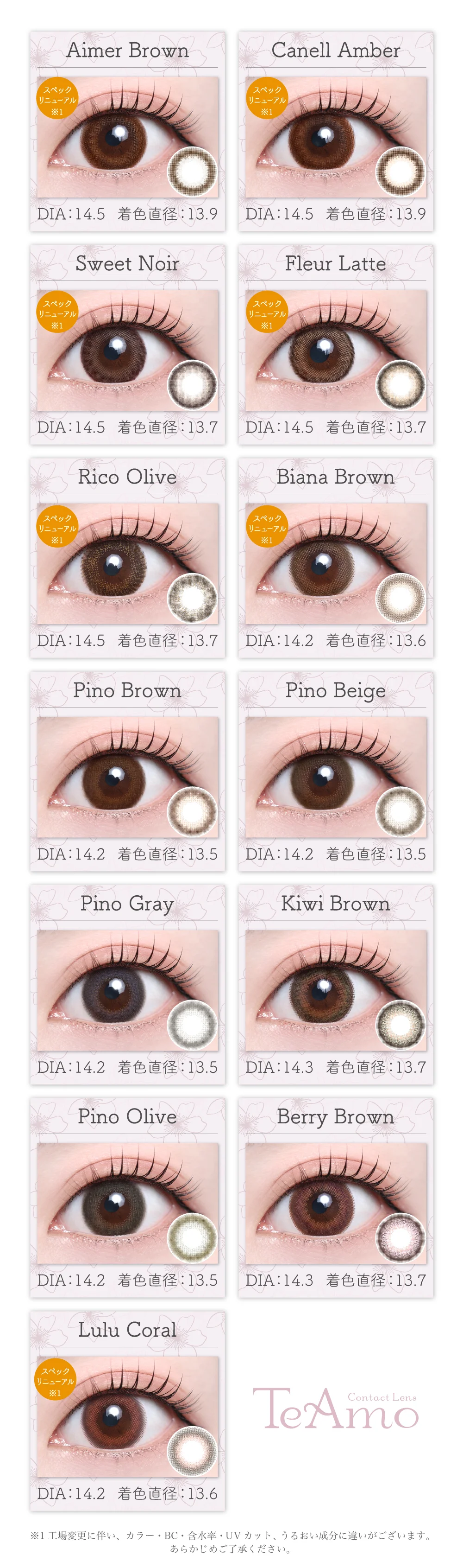 1DAYナチュラルタイプカラコンのレンズ一覧1