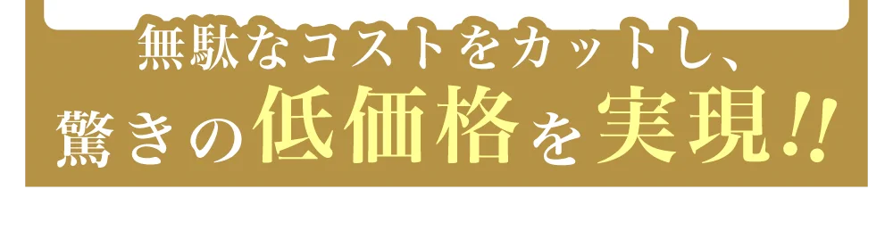 無駄なコストをカットし、驚きの低価格をを!!