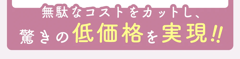 無駄なコストをカットし、驚きの低価格をを!!