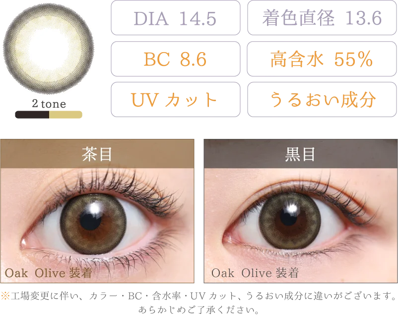 Oak Olive 着画＆スペック