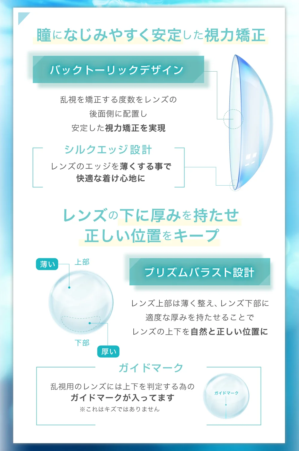 瞳になじみやすく安定した視力矯正