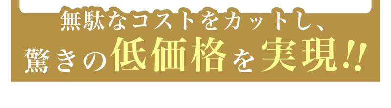 無駄なコストをカットし、驚きの低価格をを!!